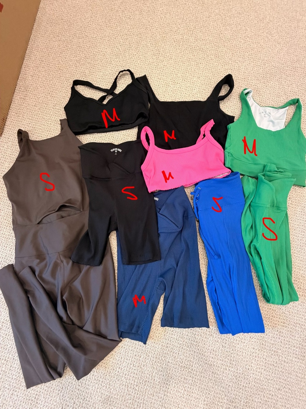 Year of Ours Ribbed Crop Tops & Active Set in Black, Pink, Green, Blue, Brown